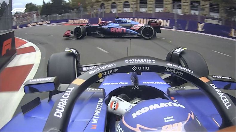 Franco Colapinto y su trompo tras el toque de Alexander Albon.