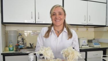 La Dra. Juliana Orjuela Palacio en el laboratorio.