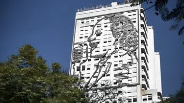Una de las imágenes de Eva Perón en el ex Ministerio de Obras Públicas.