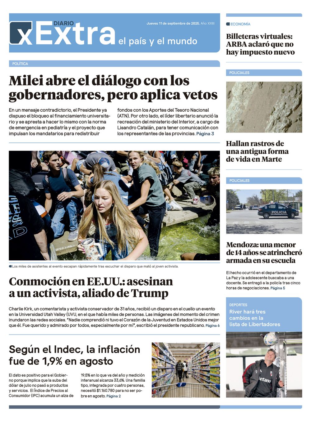 Tapa Diario Extra - 11-09