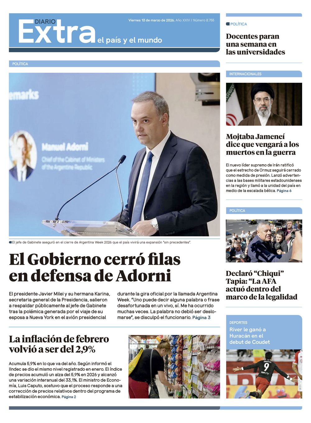 Tapa Diario Extra - 13-03