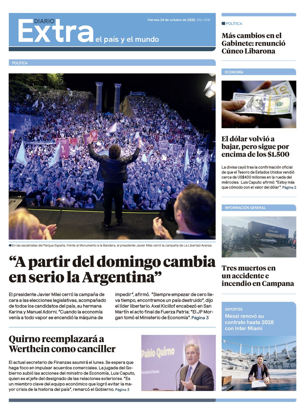 Tapa Diario Extra - 24-10