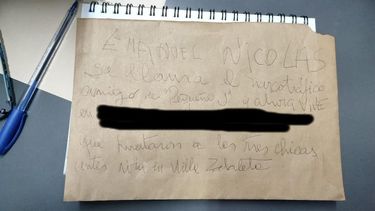 La carta anónima que dejaron en una comisaría porteña, con datos sobre el delincuente Pequeño J.&nbsp;