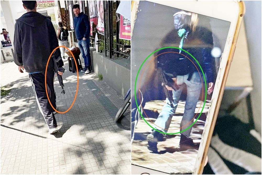 Las imágenes que circularon entre los estudiantes del muchacho circulando con un arma de juguete por la Facultad de Arquitectura de la UNLP.&nbsp;