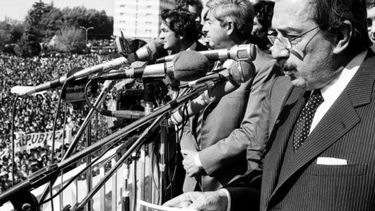 Raúl Alfonsín en su visita a Viedma.&nbsp;