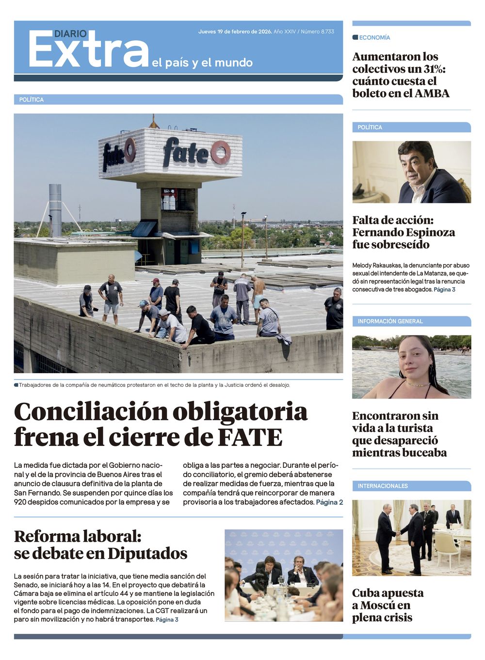Tapa Diario Extra - 19-02