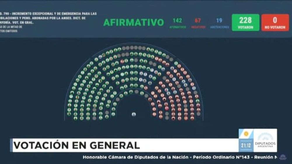 La votación en la Cámara de Diputados. - Captura de Pantalla -