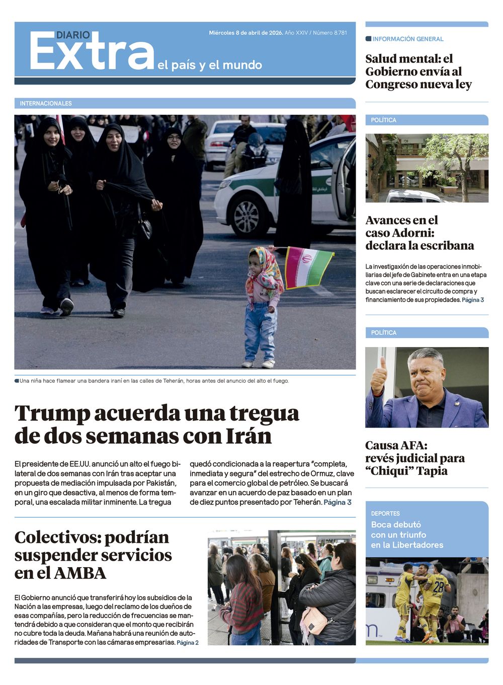 Tapa Diario Extra - 08-04