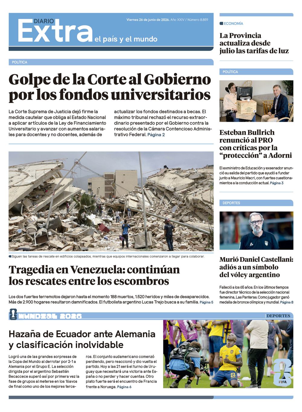 Tapa Diario Extra - 26-06