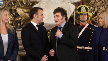 El presidente Javier Milei junto a su par francés, Emmanuel Macron, en la Casa Rosada.