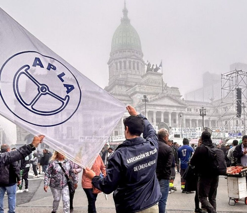 Una protesta de trabajadores aeronáuticos.