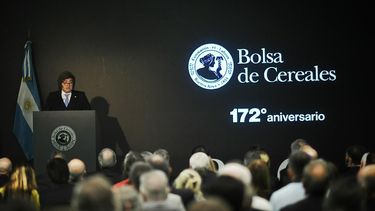 El Presidente Javier Milei en la Bolsa de Cereales.&nbsp;