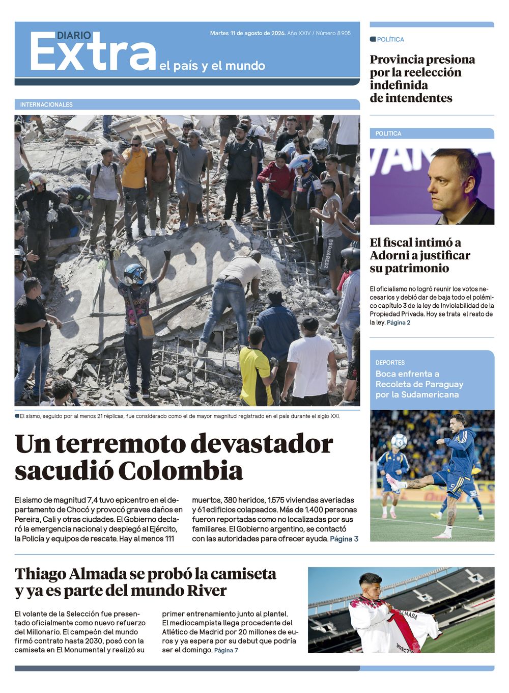 Tapa Diario Extra - 11-08