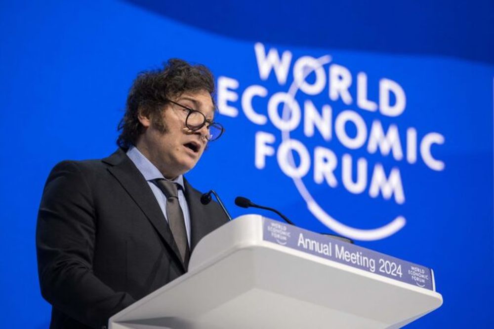 El presidente Javier Milei en Davos. (AFP)