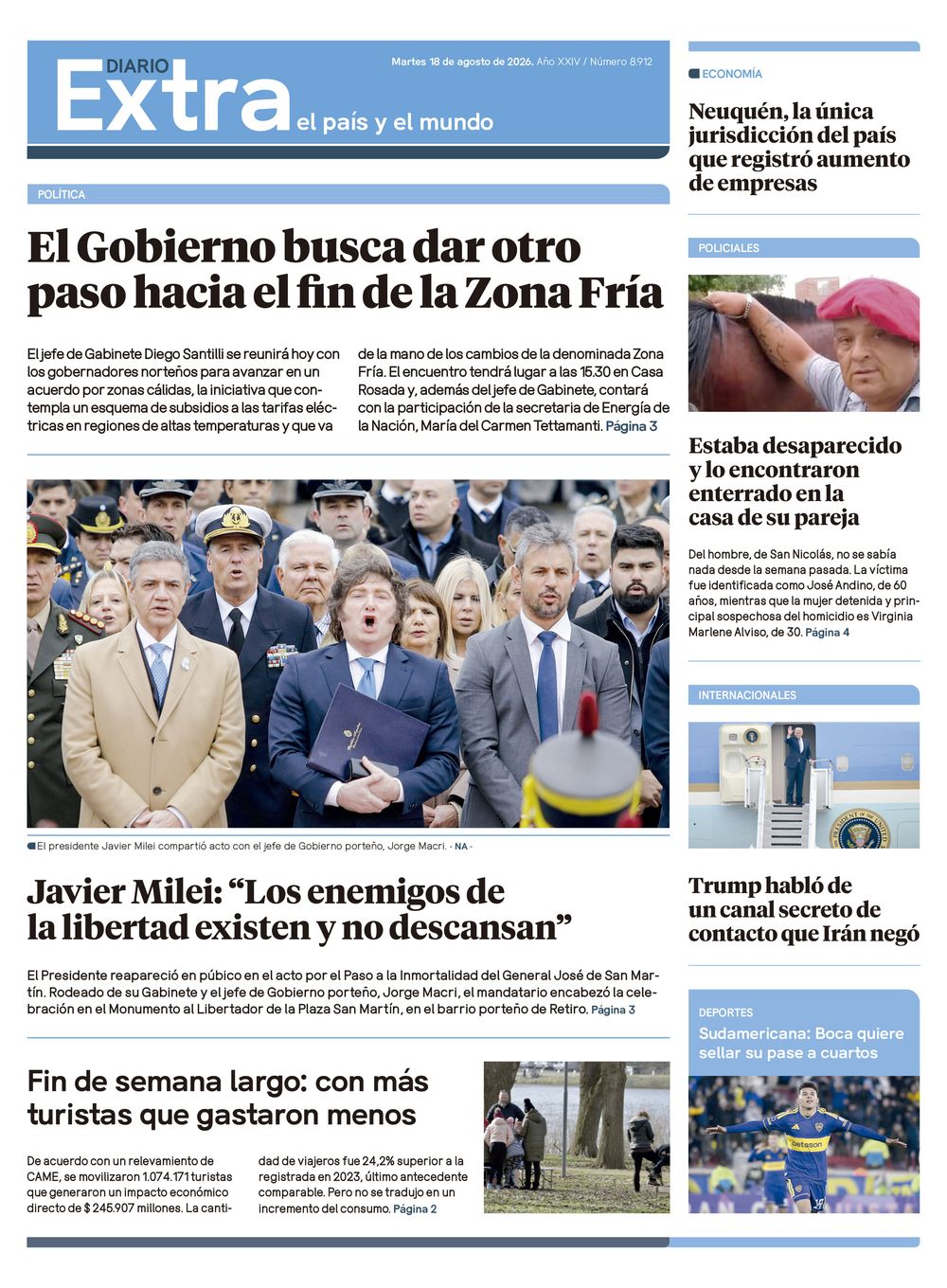 Tapa Diario Extra - 18-08