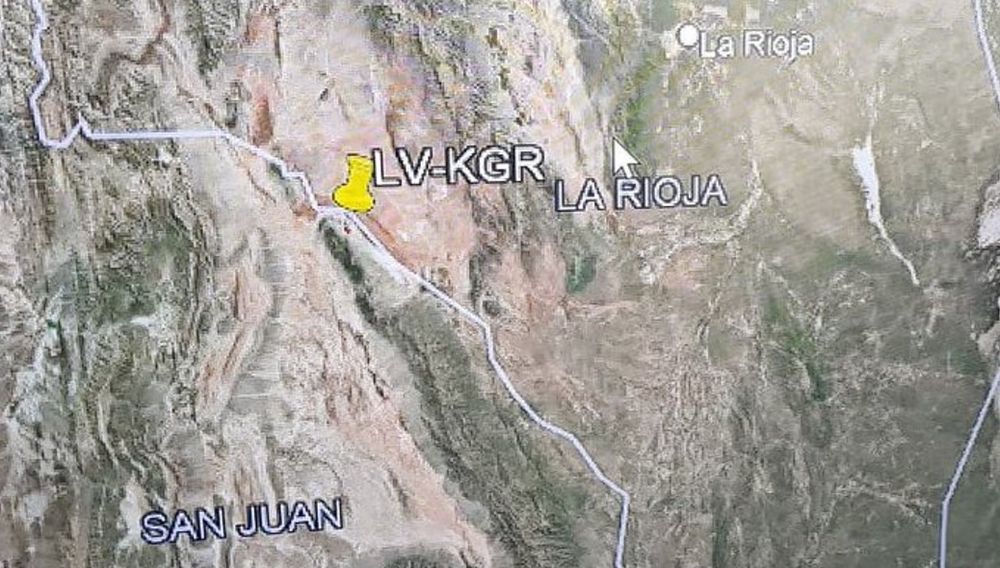 La zona del accidente, aproximadamente entre el Valle de la Luna y Talampaya.