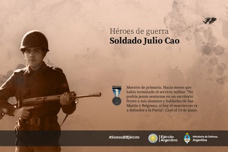 Julio Cao, maestro y héroe de Malvinas. Julio Cao, maestro y héroe de Malvinas.