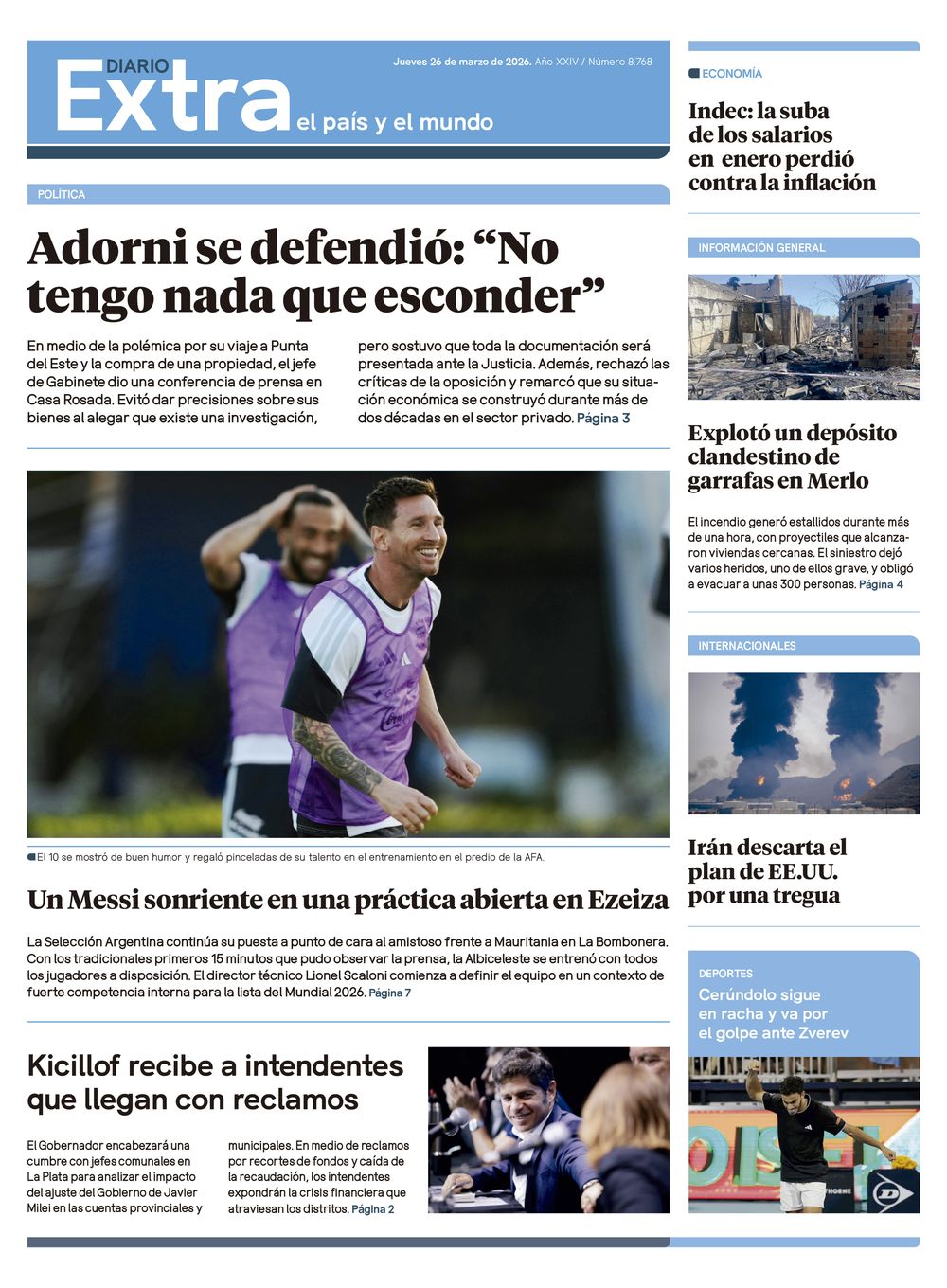 Tapa Diario Extra - 26-03