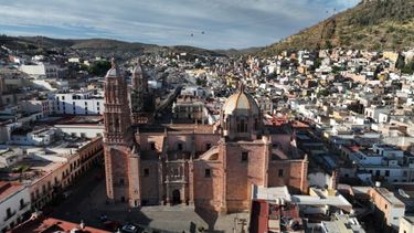 Vista aérea de la Catedral Basílica de Zacatecas. (Xinhua/Li Mengxin)