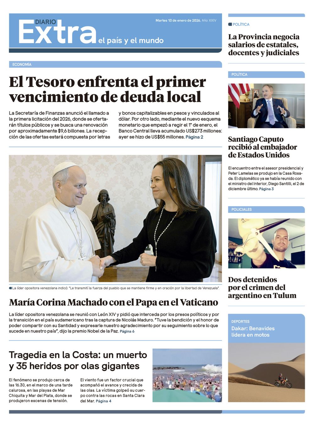 Tapa Diario Extra - 13-01