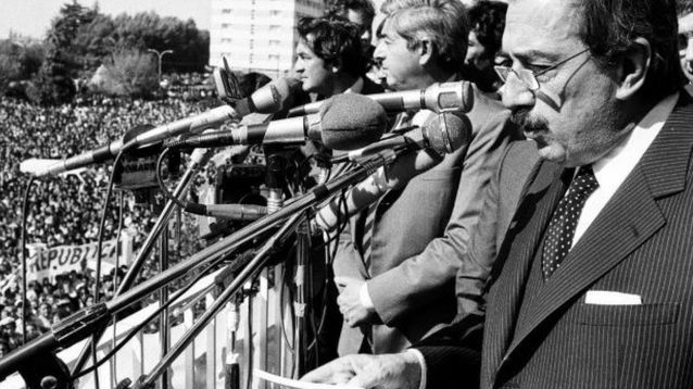 Raúl Alfonsín en su visita a Viedma.&nbsp;