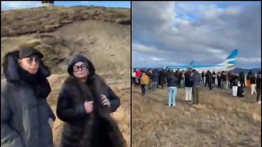 Carmen Barbieri y Marcelo Polino, y todos los pasajeros del vuelo que tuvo que aterrizar por una amenaza de bomba. (Imagen de video)