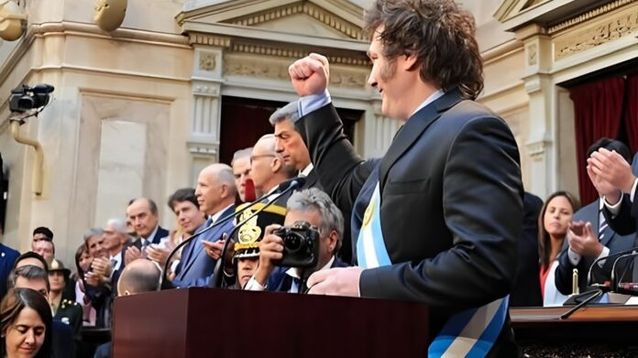 Javier Milei en el Congreso, el día de la apertura de las sesiones legislativas 2024. (Roberto Robledo)