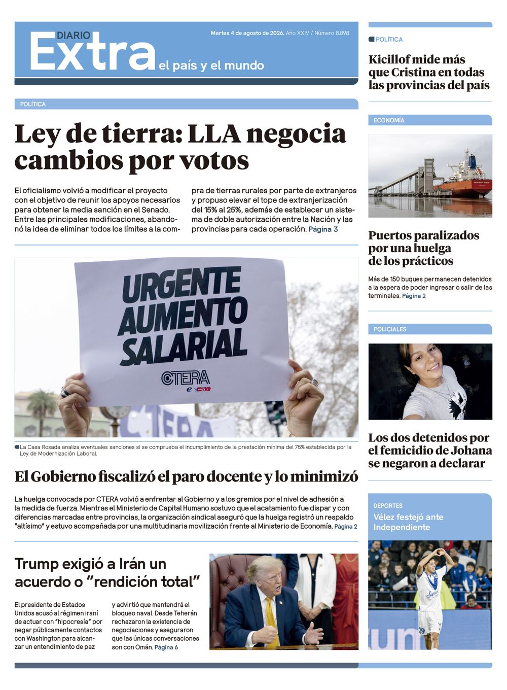 Tapa Diario Extra - 04-08