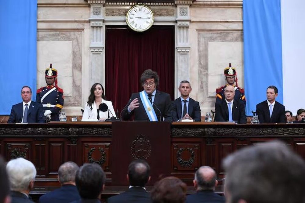 El presidente Javier Milei en la apertura de sesiones ordinarias del Congreso.