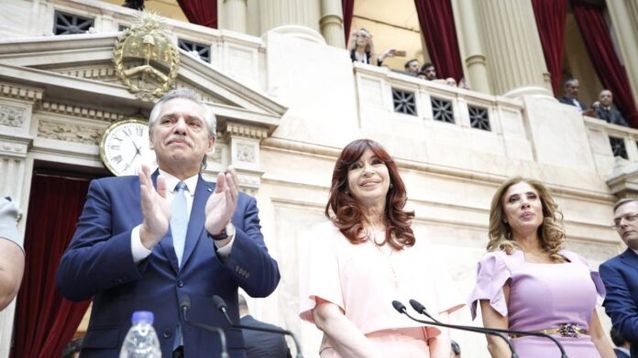 Alberto Fernández y Cristina Fernández en el Congreso.