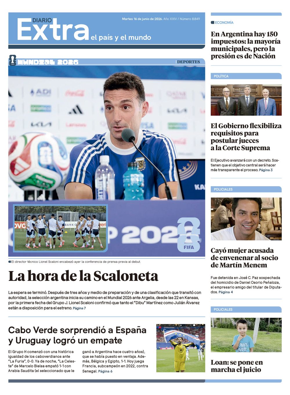 Tapa Diario Extra - 16-06