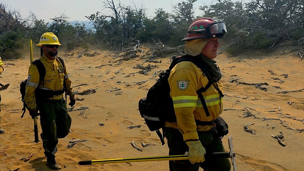 Brigadistas bonaerenses viajaron a Chubut en un operativo para combatir los incendios extremos que han consumido miles de hectáreas de bosque de altura. (Ministerio de Seguridad bonaerense) Brigadistas bonaerenses viajaron a Chubut en un operativo para combatir los incendios extremos que han consumido miles de hectáreas de bosque de altura. (Ministerio de Seguridad bonaerense)
