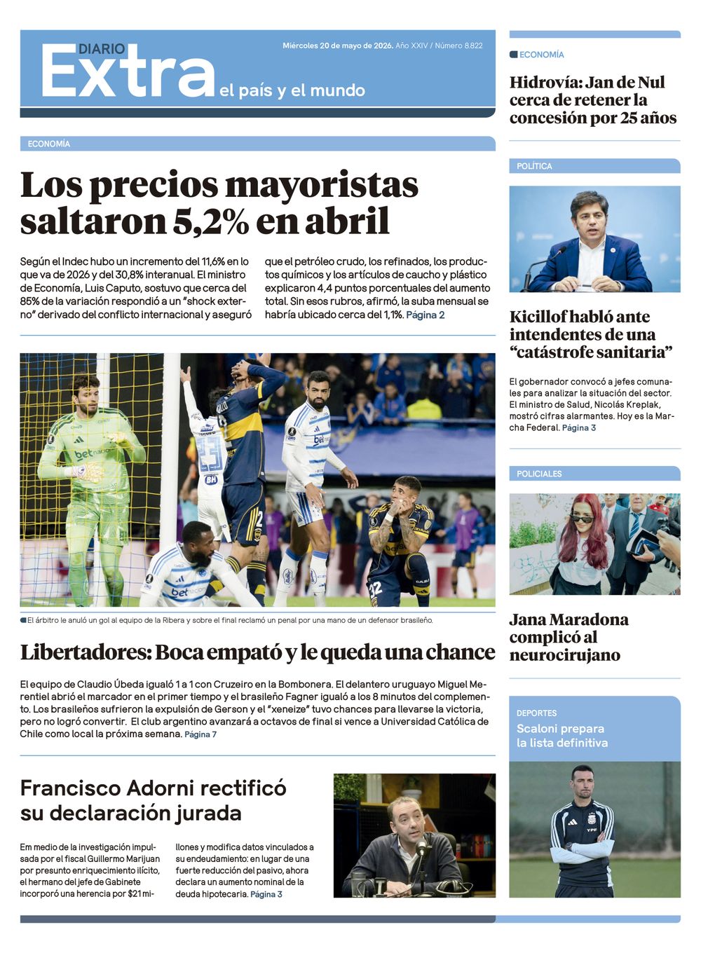 Tapa Diario Extra - 20-05