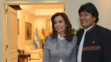 La expresidenta, Cristina Fernández, y el exmandatario boliviano, Evo Morales.