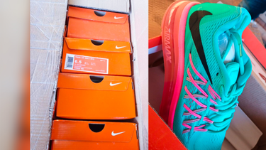 El lote, con zapatillas, camisetas y camperas, contiene productos de marca en versiones no originales, o por lo menos no homologadas.