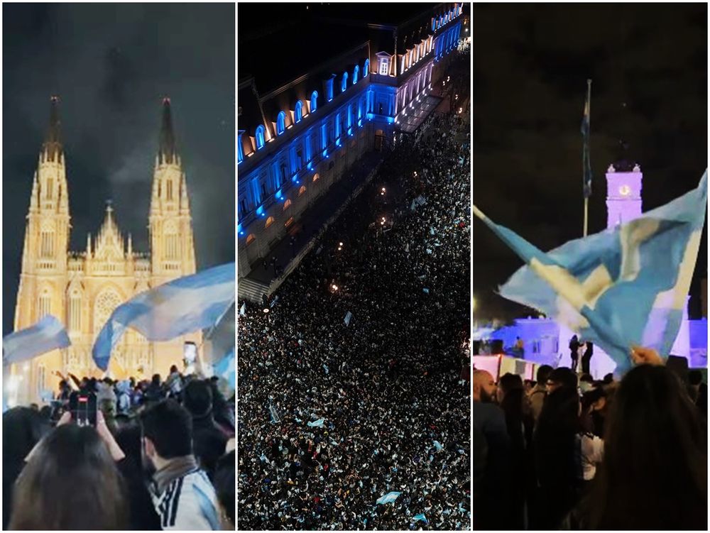 Los festejos en la capital bonaerense se extendieron desde el cruce de las calles 7 y 50 hasta la Plaza Moreno, con la Catedral y la Municipalidad de fondo.&nbsp;