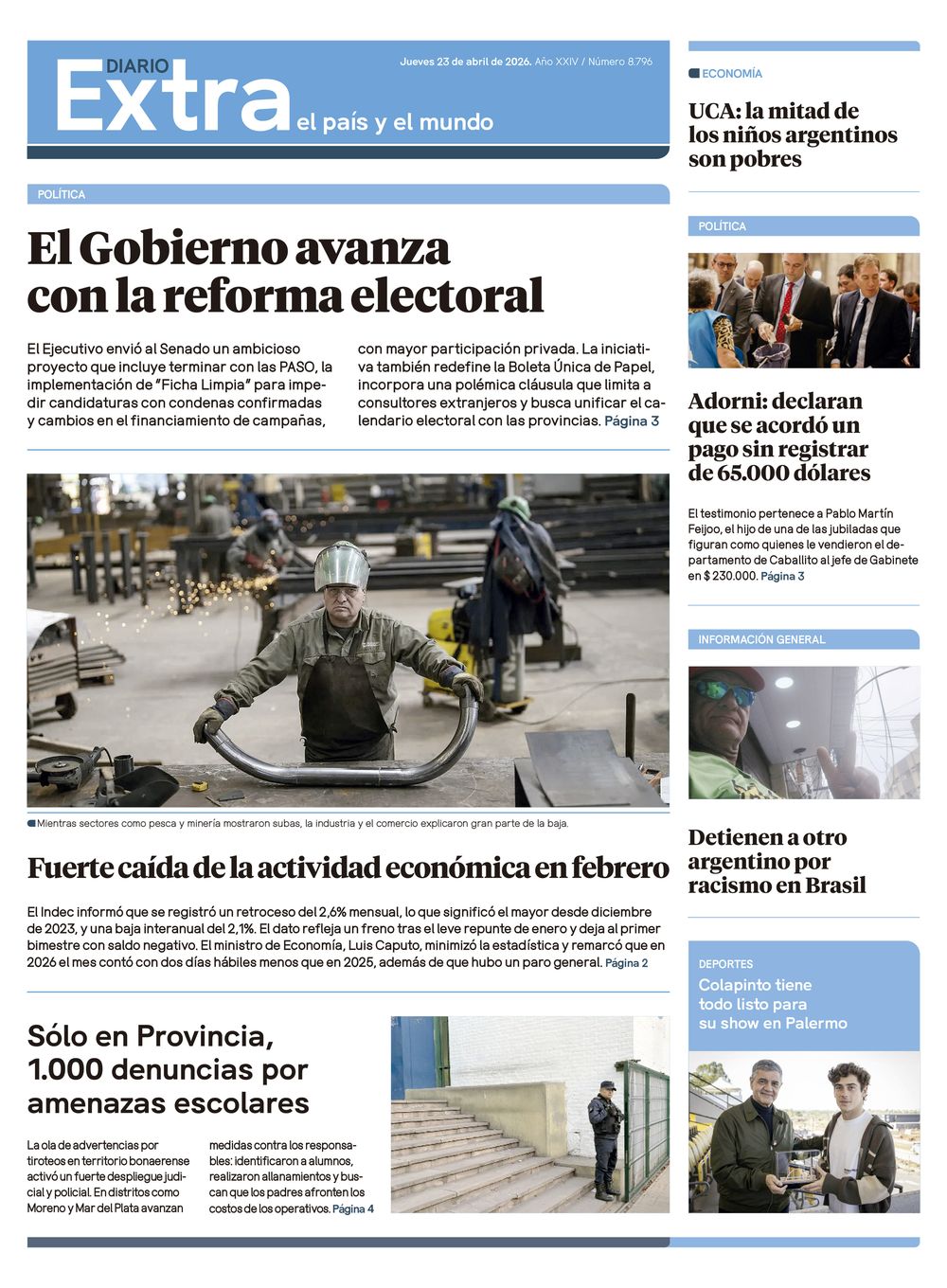 Tapa Diario Extra - 23-04