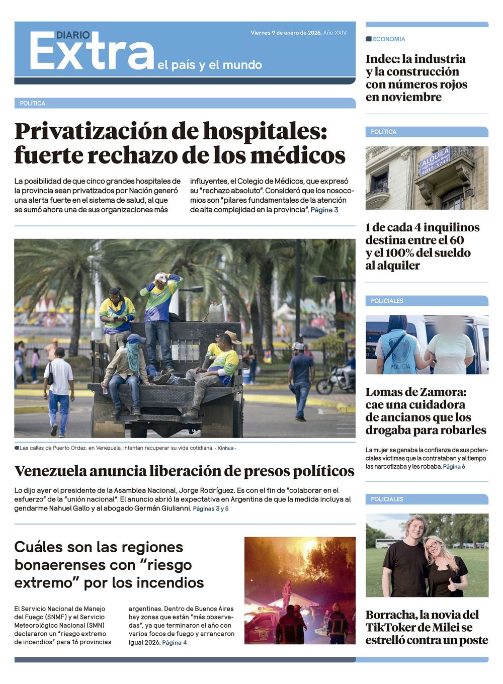 Tapa Diario Extra - 09-01