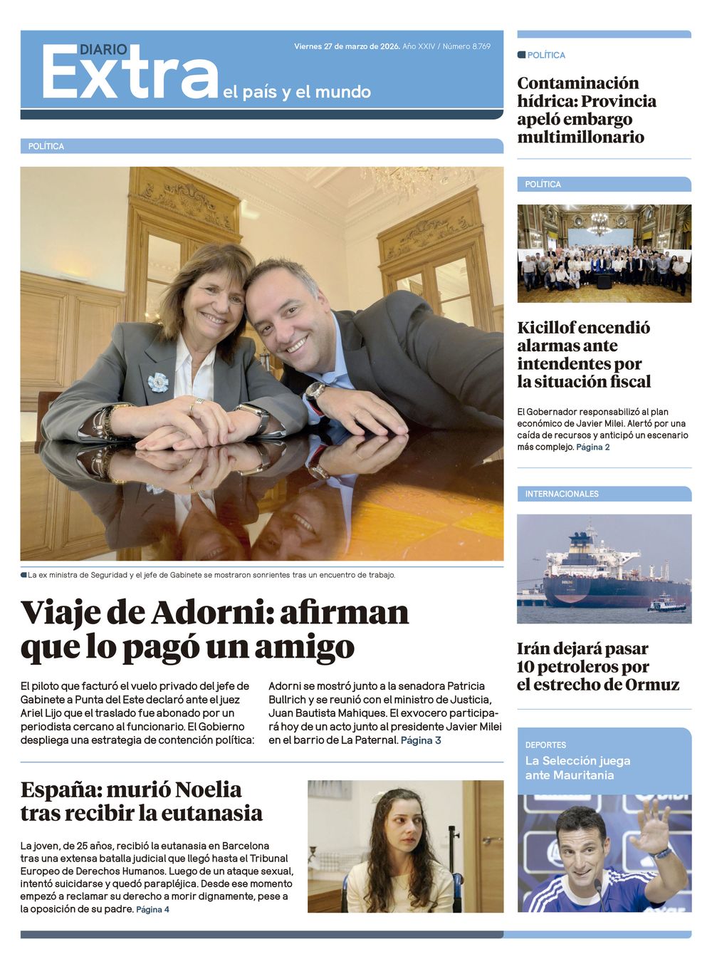 Tapa Diario Extra - 27-03