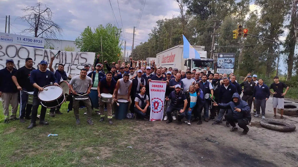 Los trabajadores de ILVA en la protesta.