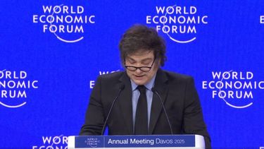 El presidente Javier Milei habla en el Foro de Davos. (weforum.org)