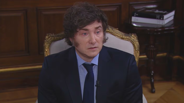 El presidente, Javier Milei, en la entrevista que le dio al periodista de Todo Noticias, Franco Mercuriali. (Imagen de Video)