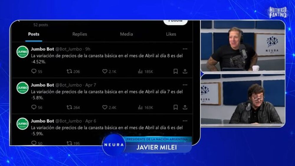 El momento en el que el Presidente cita al Jumbo Bot en la entrevista. (Captura de video)