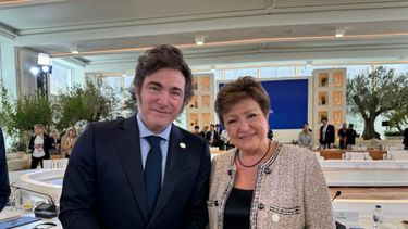 El Presidente Javier Milei con Kristalina Georgieva, directora gerente del FMI en un contacto que mantuvieron en junio.