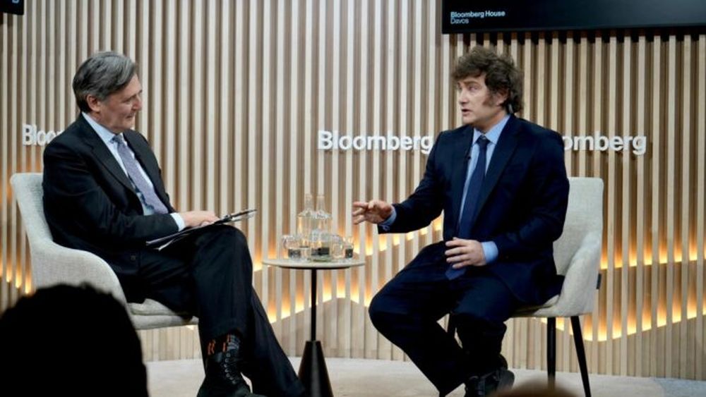 Milei, entrevistado en Suiza. (Prensa presidencia)