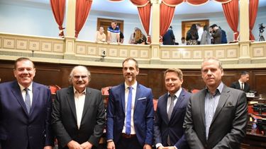 La bancada de PRO comoe stá hoy, con su presidente, Petrecca, en el centro.&nbsp;