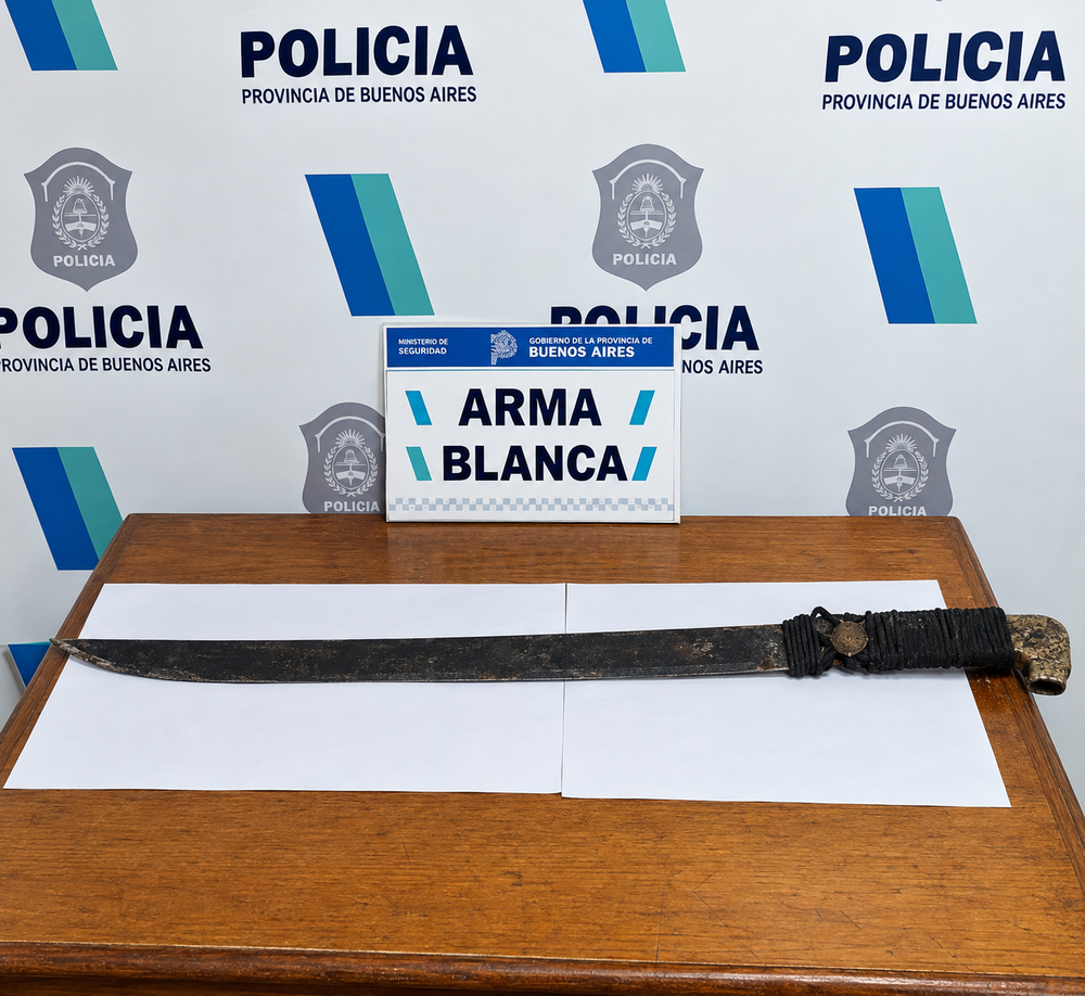 El arma incautada en la vivienda de Junín.