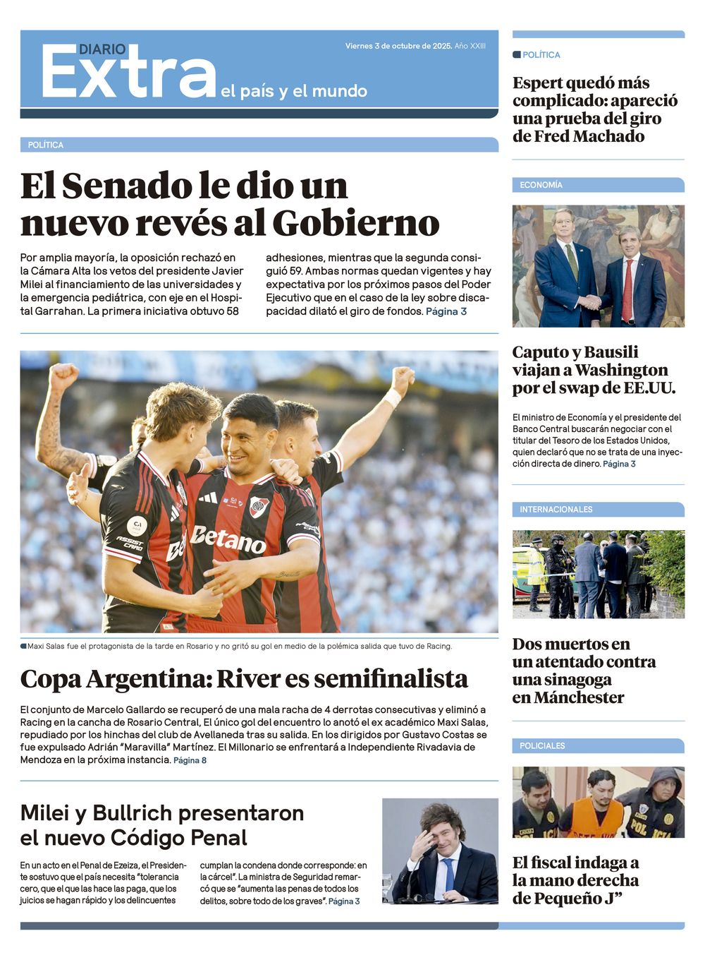 Tapa Diario Extra - 03-10