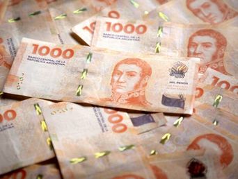Una serie de billetes de mil pesos argentinos. (Xinhua) Una serie de billetes de mil pesos argentinos. (Xinhua)