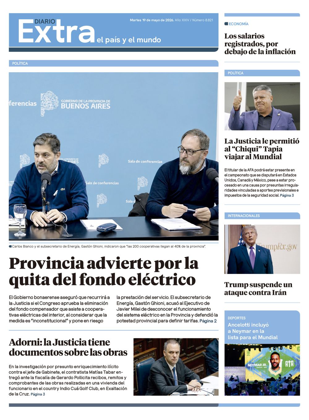 Tapa Diario Extra - 19-05